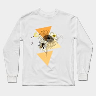 Sunflower and Bee Long Sleeve T-Shirt